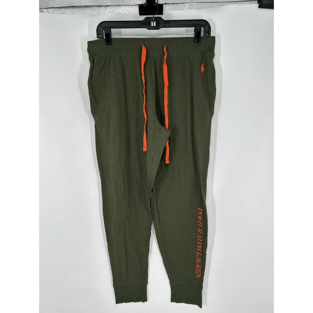 Polo Ralph Lauren Joggers Pants Mens Medium Olive Green Cotton Tapered Cuffed